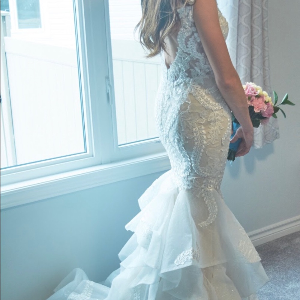 Full beaded ivory wedding gown